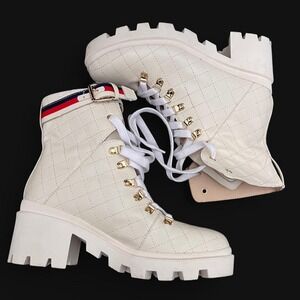 Gucci Off White Leather Trip Ankle Boots SZ 39 USA Sz 9 Made in Italy